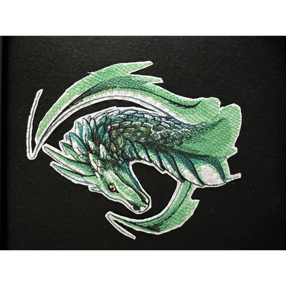 Green dragon embroidery