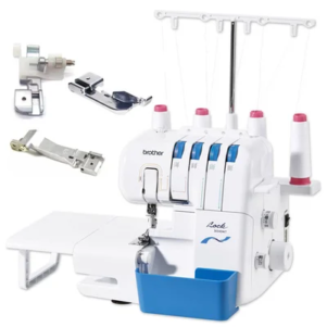 Free Gift Included Includes Extension Table, Blind Stitch Foot, Gathering Foot, Piping Foot, Trim Trap, Instructional DVD