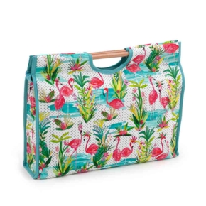 HobbyGift Craft Bag with Wooden Handles: Flamingos | HGCB_324