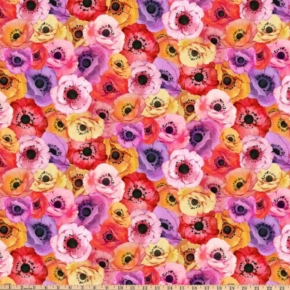 April Showers Poppies & Lavender Multicolour Fabric