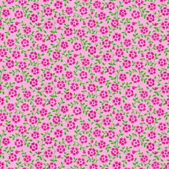 Bliss Pink Floral Vine & Dot on Pink Fabric
