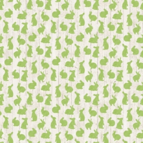 Bunny Love Crackle Green Bunnies on Beige Fabric