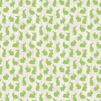 Bunny Love Crackle Green Bunnies on Beige Fabric