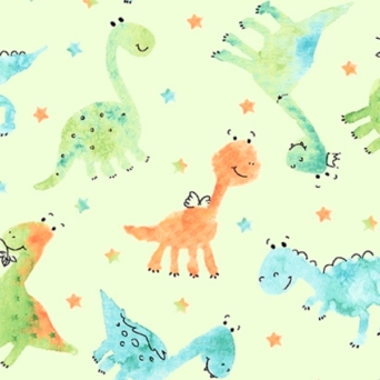 Dino-Mite Baby Dinosaurs on Pale Green Fabric
