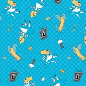 Disney Alice in Wonderland -  Falling in Wonderland Topaz Fabric