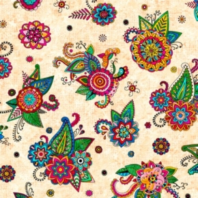 Fiorella Multi Tossed Floral on Cream Fabric