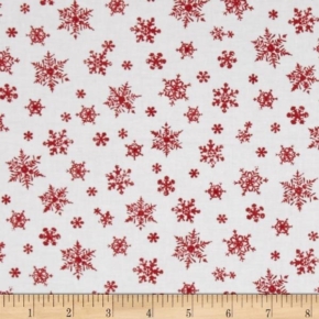 Holiday Elegance White Snowflakes Fabric