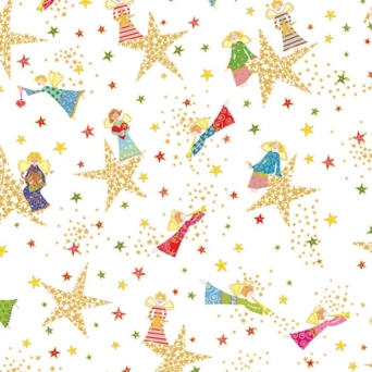 Holiday Minis Angels & Stars on White Fabric