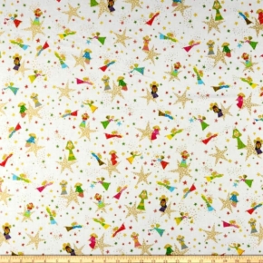 Holiday Minis Angels & Stars on White Fabric
