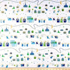 Holiday Minis Nativity on White Fabric