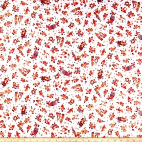 Holiday Minis Santas & Presents on White Fabric