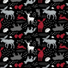 Hudson Forest Animals on Black Fabric