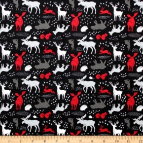 Hudson Forest Animals on Black Fabric