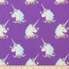 I Believe In Unicorns On Purple Fabric
