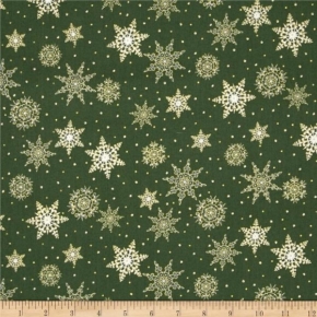 Jolly Old St Nick, Snowflakes Green Fabric