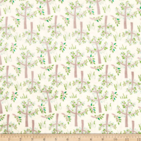 Jungle Giraffe Trees & Grass on Cream Flannel Fabric
