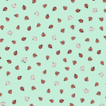 Little Buggers Ladybugs on Green Fabric