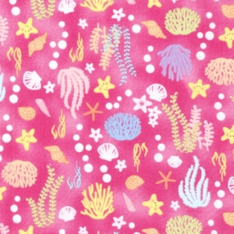 Mermaid Wishes Sea Creatures on Pink Fabric