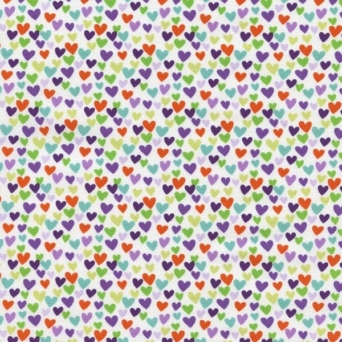 Mini Multicolour Hearts Fabric