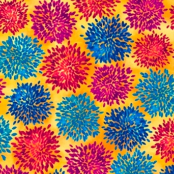 Mirage Multi Floral on Gold Fabric