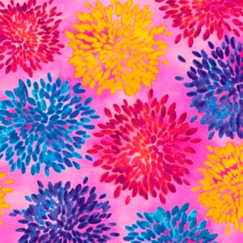 Mirage Multi Floral on Pink Fabric