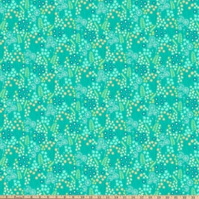 Mountain Meadow Multi Meadow Drift on Turquoise Fabric