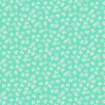 Mountain Meadow Star Flowers on Turquoise Fabric