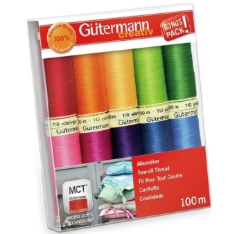 Multi Colours 100m Sew All Thread Set 10pk