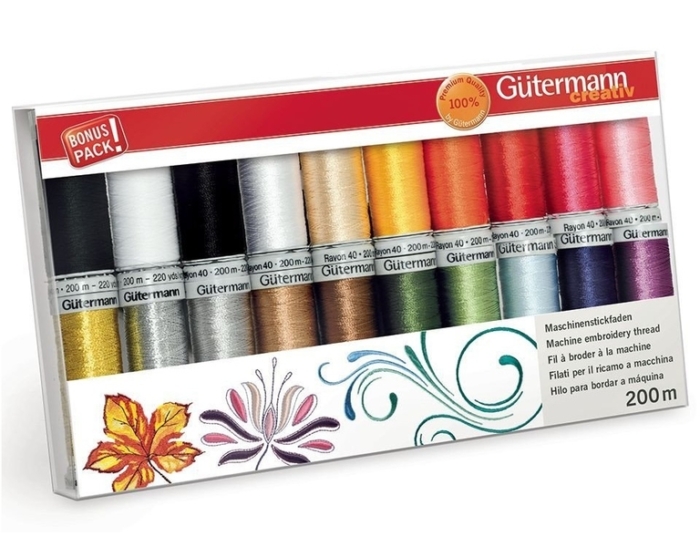 Multi Colours 200m Embroidery Thread Set 20pk