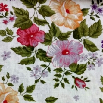 Multi Floral on Beige Fabric For Craft & Bag Making