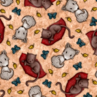 My Story Tossed Animals On Dark Tan Fabric