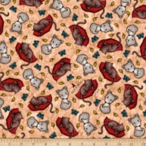 My Story Tossed Animals On Dark Tan Fabric