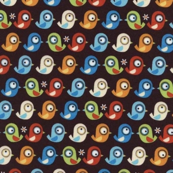 Organic Multi Birds on Brown Fabric