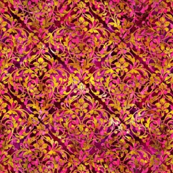 Pandora Damask Azalea Fabric