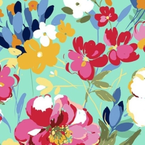 Penelope Tossed Floral on Jade Fabric