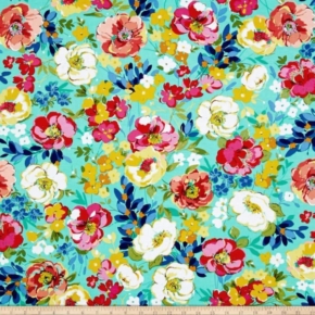 Penelope Tossed Floral on Jade Fabric