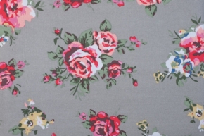 Pink & Yellow Floral on Grey Bamboo Knitting Pin Set Filled