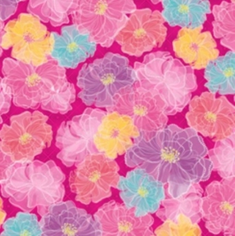 Rachel Dotted Faded Floral on Fuchsia Fabric