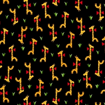 Retro Minis Giraffes on Black Fabric