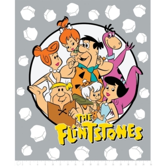 The Flintstones Prehistoric Family on Grey Fabric Panel