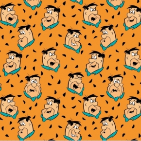 The Flintstones Tossed Fred on Orange Fabric