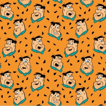 The Flintstones Tossed Fred on Orange Fabric