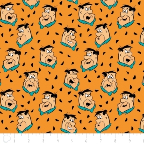 The Flintstones Tossed Fred on Orange Fabric