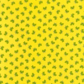 Green Tossed Frogs on Yellow Fabric