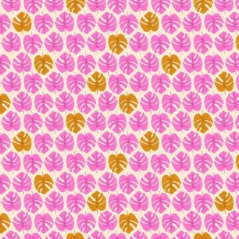 Tropical Jammin - Tropical Leaves in Pink Fabric