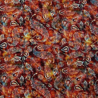 White Botanica Feathers on Rust Fabric