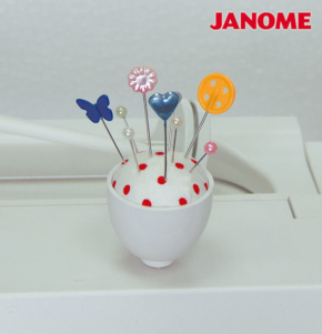 Janome White with Red Dot Pin Cushion