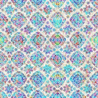 Zanzibar Diamond Geo Multi on Stone Fabric