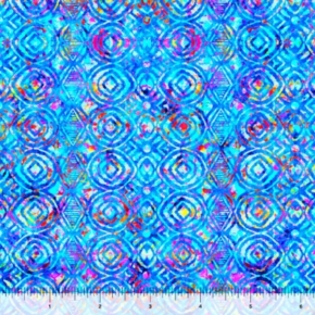 Zanzibar Geo Stripe Multi on Blue Fabric