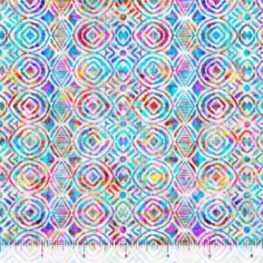 Zanzibar Geo Stripe Multi on Stone Fabric